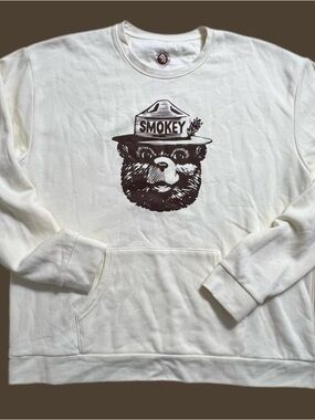 Officially Licensed Smokey The Bear Crewneck Sweatshirt Yellow/Creme Men's 2XL
